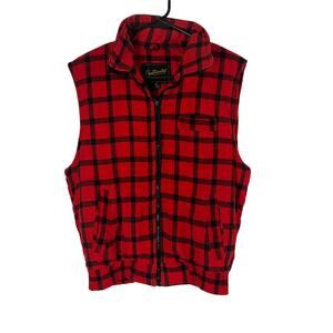 Continental Vintage Women's Size Medium Puffer Plaid Red Black Lumber Jack Vest